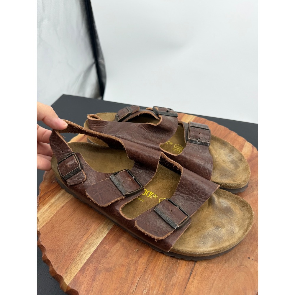 Birkenstock Milano Sandals 40 mens 7 Brown Leather Backstrap Comfort Shoes